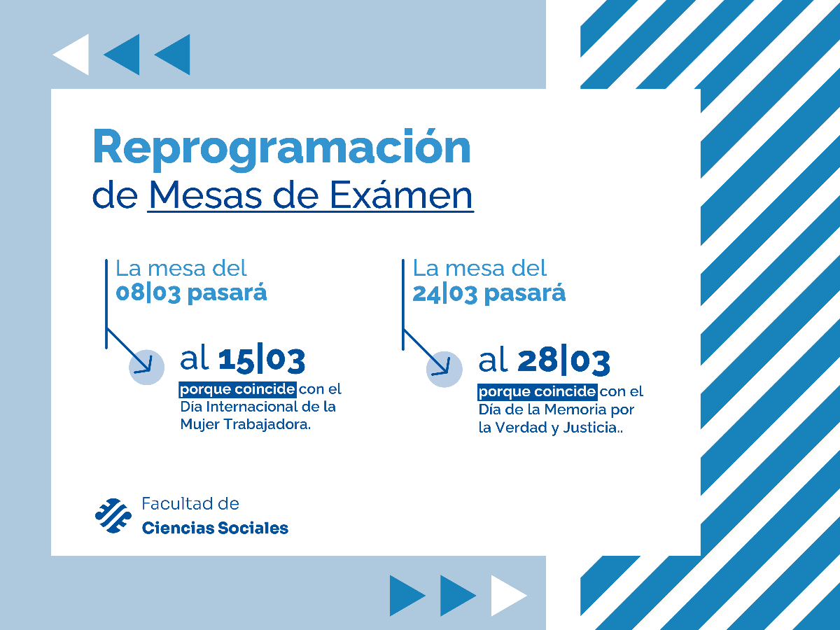 Habrá cambios en las fechas de las mesas de exámen del segundo llamado de febrero/marzo