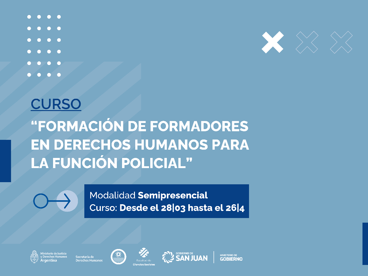 El curso tiene el objetivo de contribuir al desarrollo de formadores en DDHH en espacios de capacitación destinados a fuerzas policiales