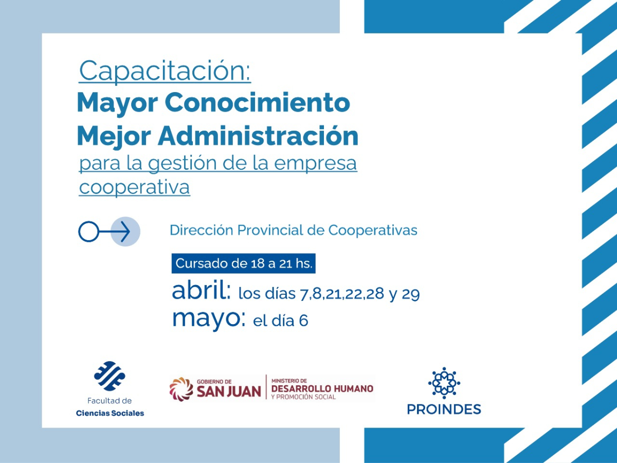 La Dirección Provincial de Cooperativas, en conjunto con Sociales, dictará un curso sobre capacitación en cooperativismo
