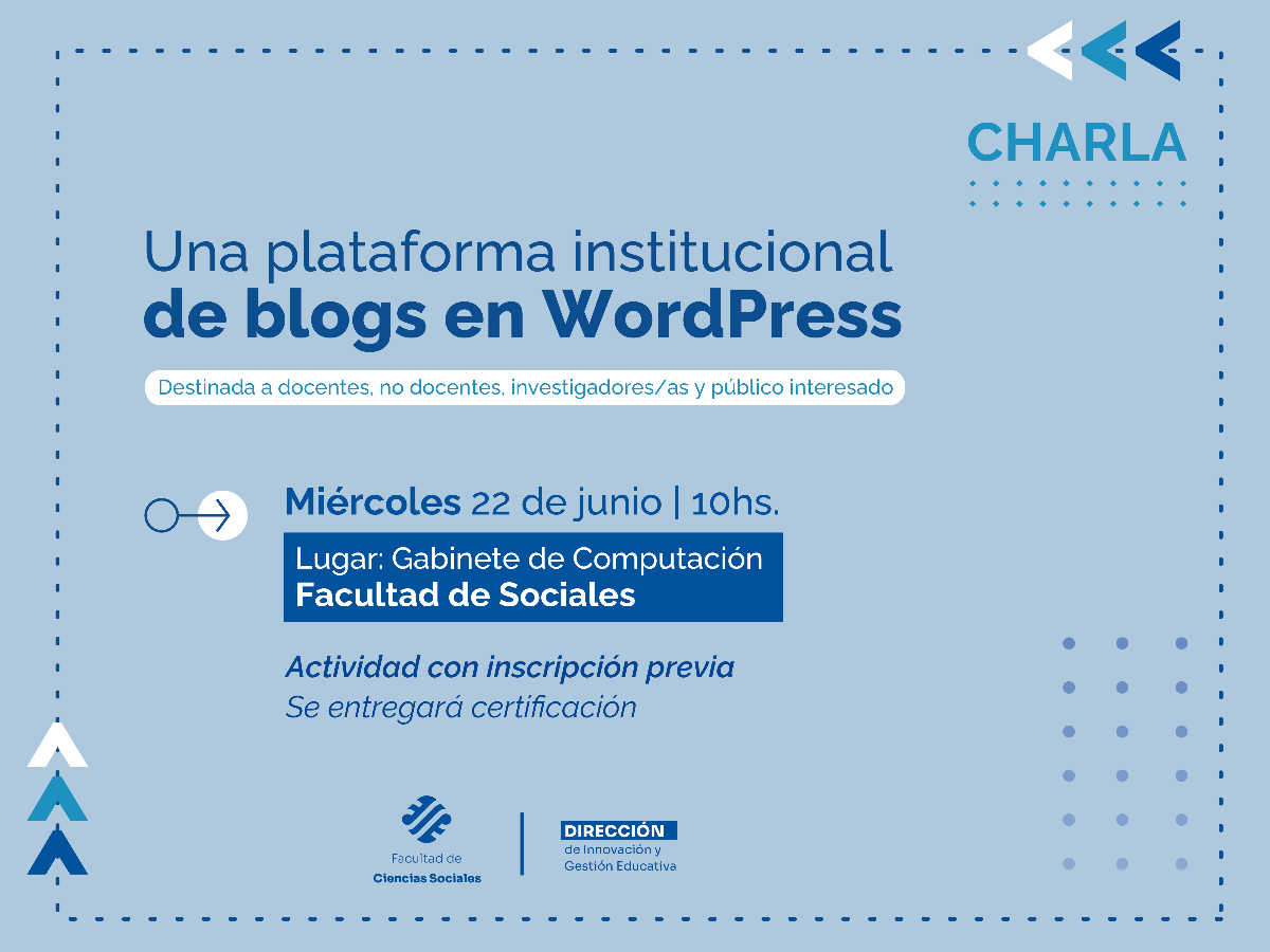 Se realizará la charla “Una plataforma institucional de blogs en WordPress”