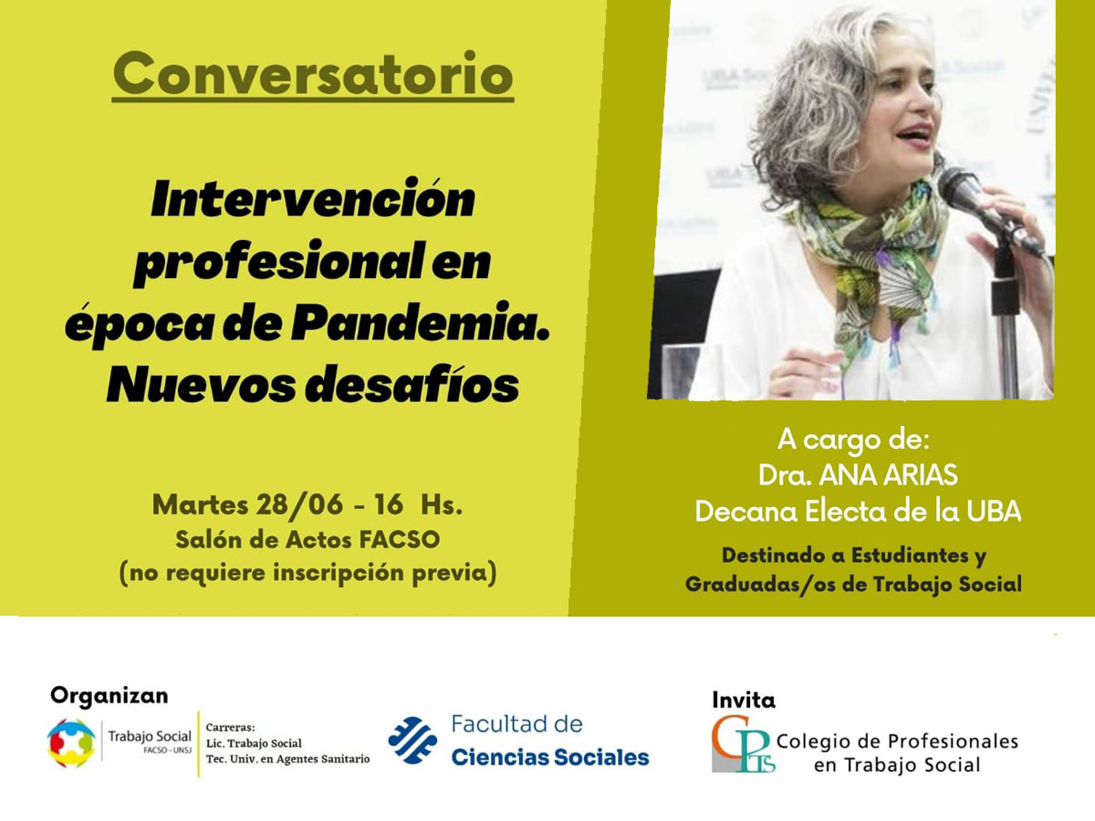 Se realizará un conversatorio sobre el rol de los y las profesionales del Trabajo Social y los desafíos post pandemia