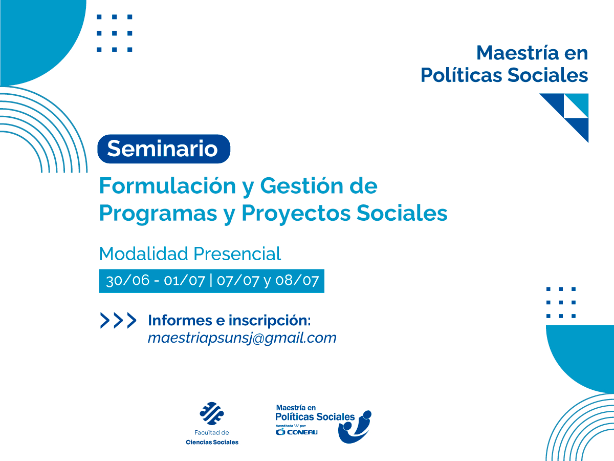 Seminario en Formulación y Gestión de Programas y Proyectos Sociales