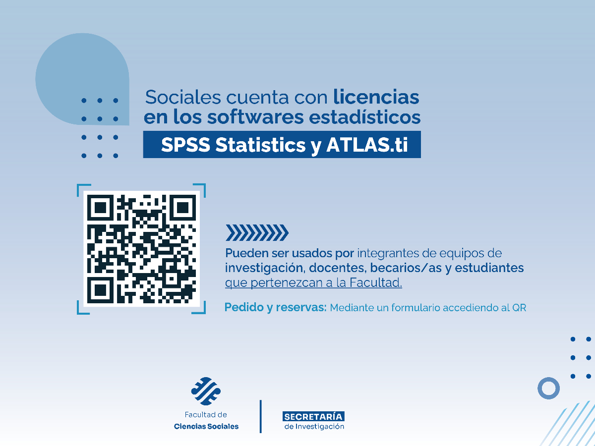 Sociales ahora cuenta con licencias para el uso de los softwares estadísticos SPSS Statistics y ATLAS.ti para ser usados en investigación