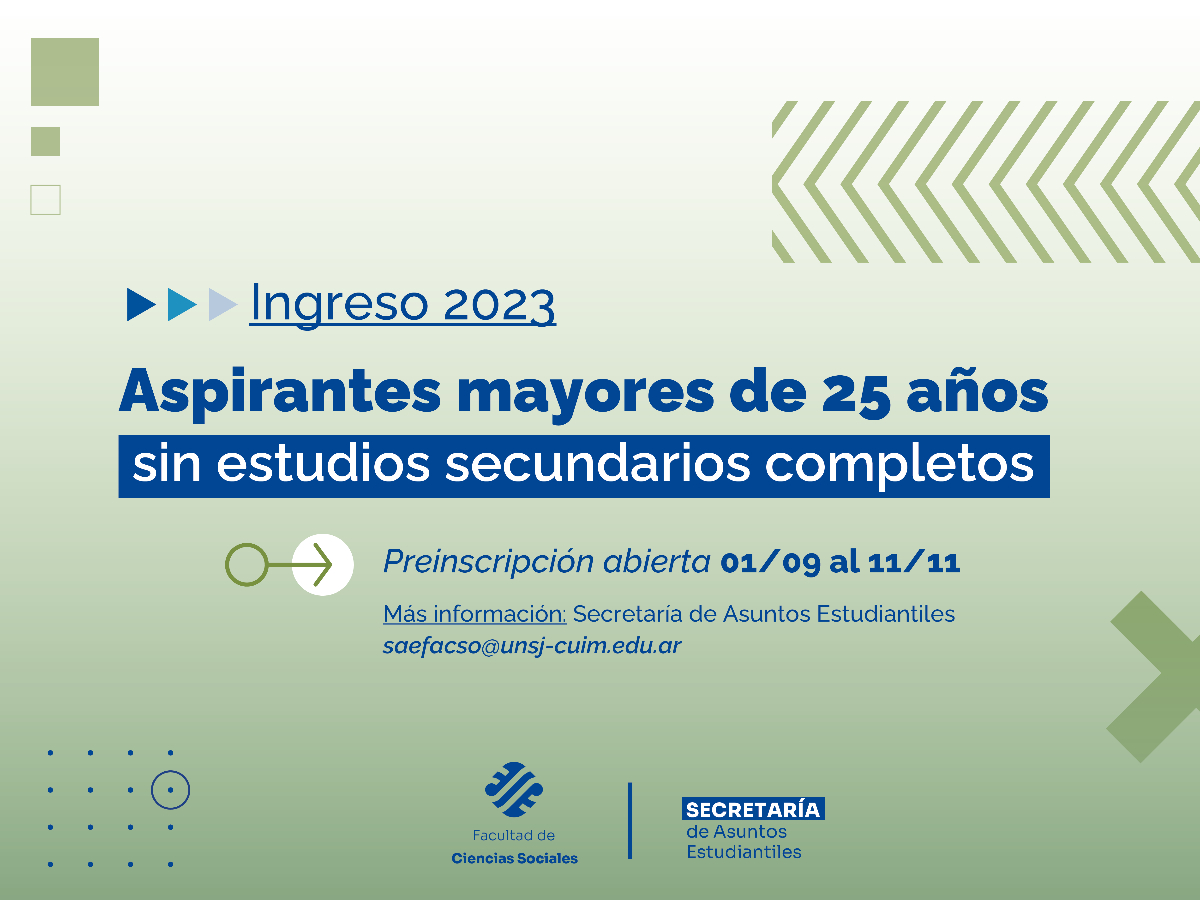 Inscripciones abiertas a aspirantes mayores de 25 años sin secundario completo