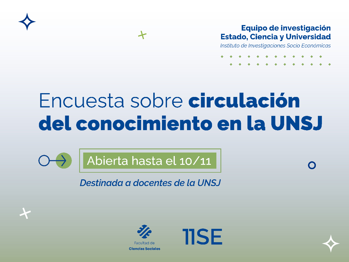 Convocatoria a responder la Encuesta sobre producción y circulación de conocimiento en la UNSJ