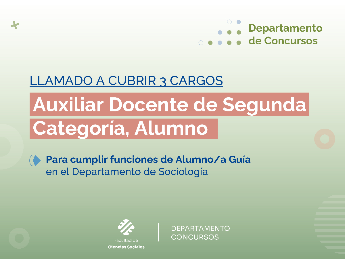 Convocatoria a cubrir tres cargos de Auxiliar Docente de Segunda Categoría