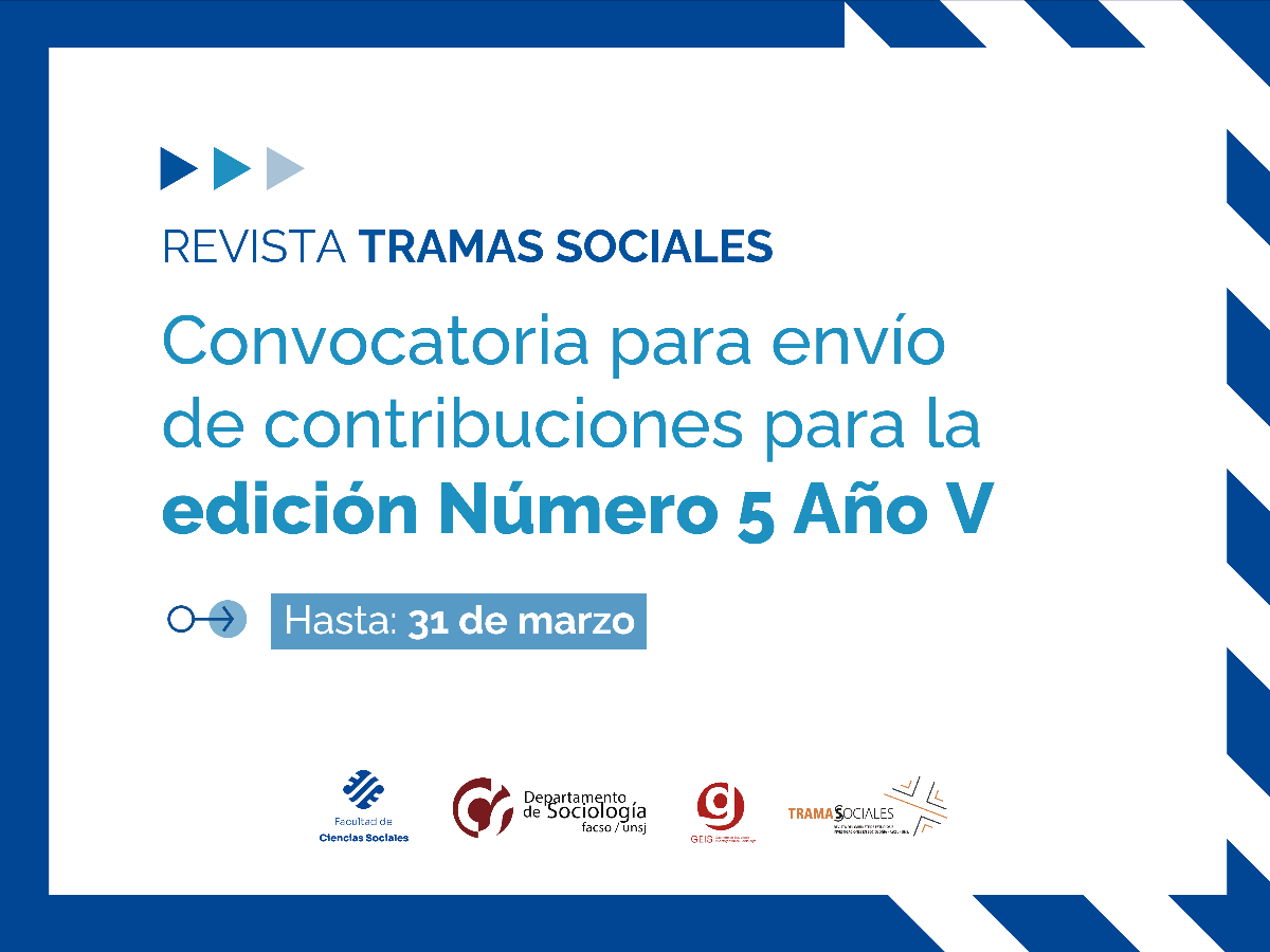 Revista Tramas Sociales abre la convocatoria a artículos