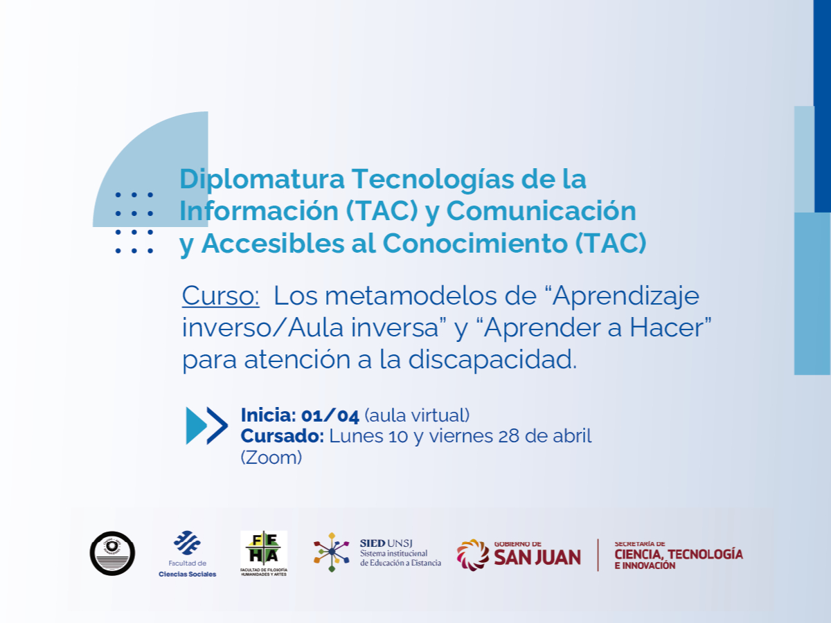 Curso: “Aprendizaje inverso/Aula inversa” y “Aprender a Hacer” para atención a la discapacidad