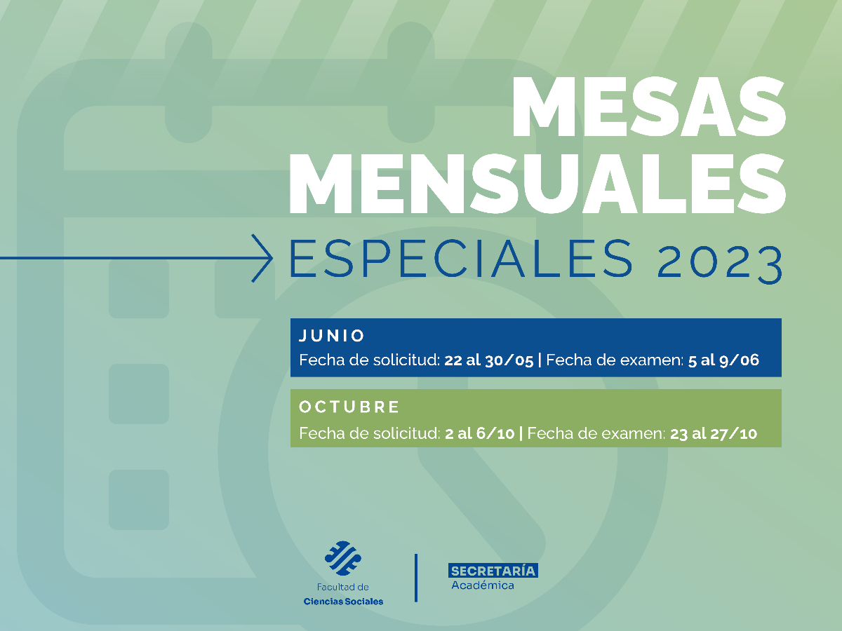 Las Mesas Mensuales Especiales serán en junio y octubre