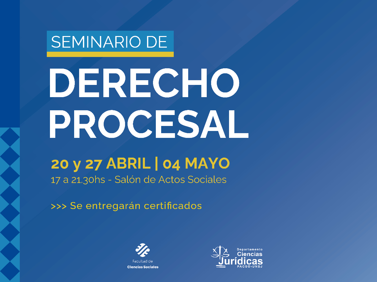 Habrá un seminario de Derecho Procesal 