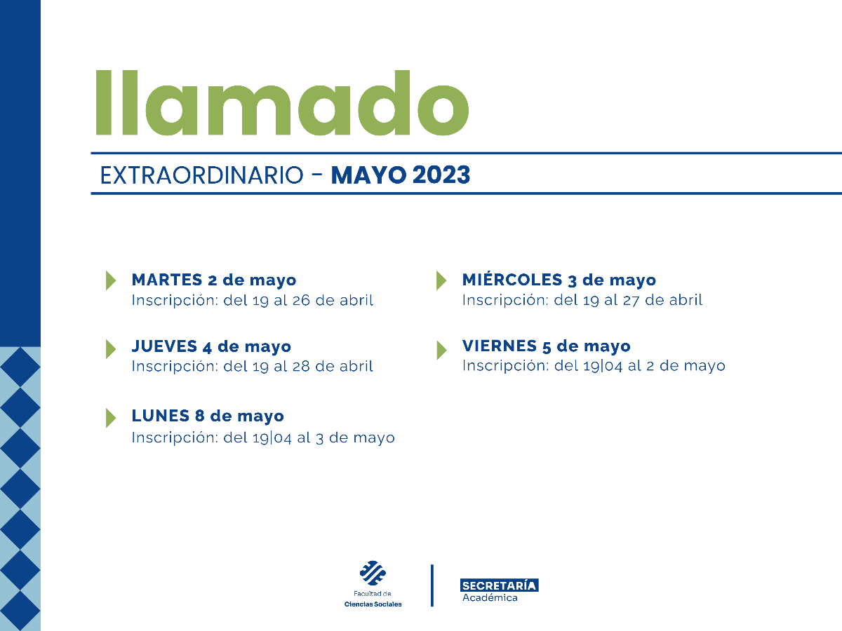 Ya están habilitadas las inscripciones para las Mesas de Exámenes de mayo 2023