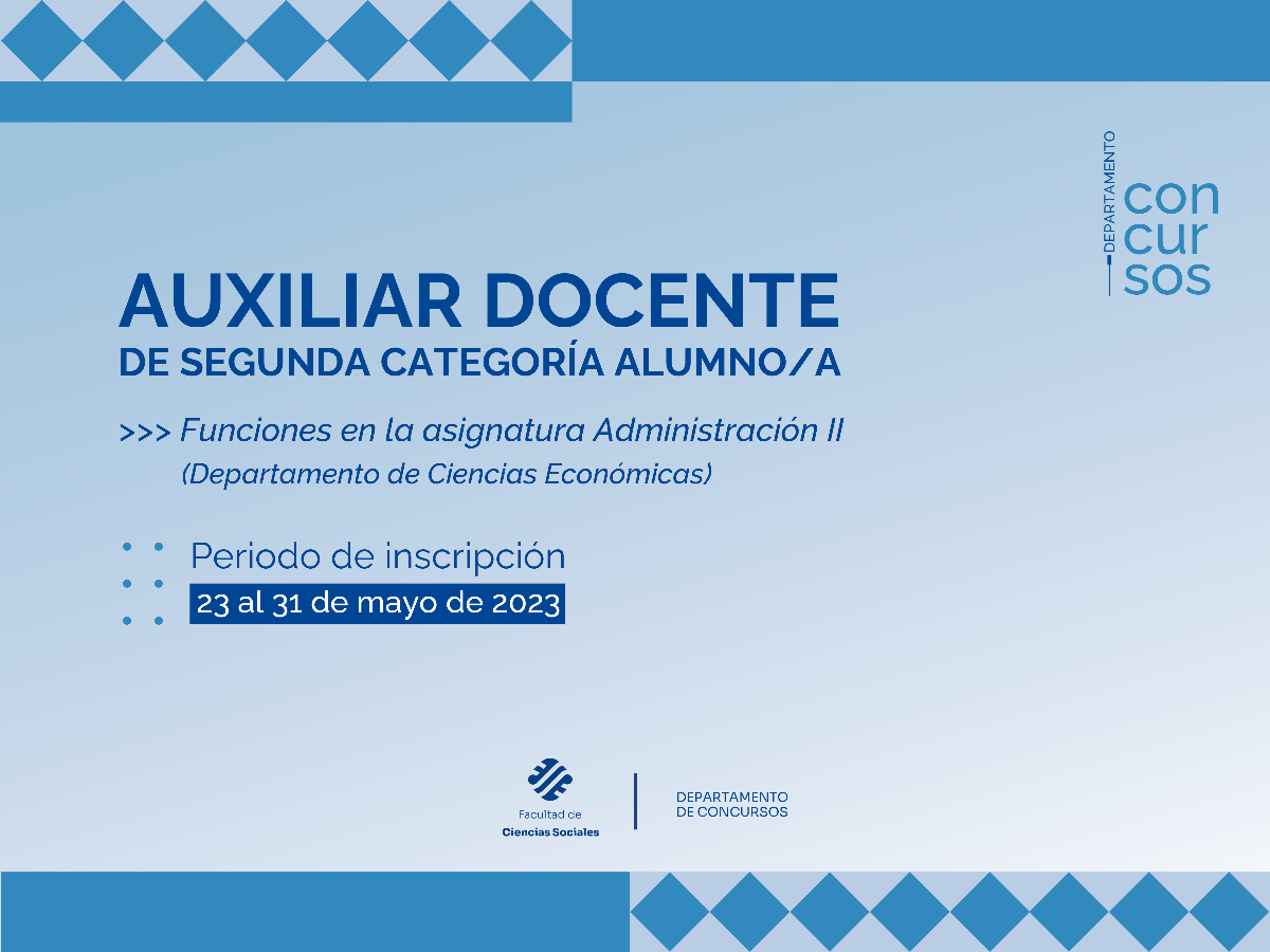 Convocatoria a cubrir cargo de Auxiliar Docente de Segunda Categoría