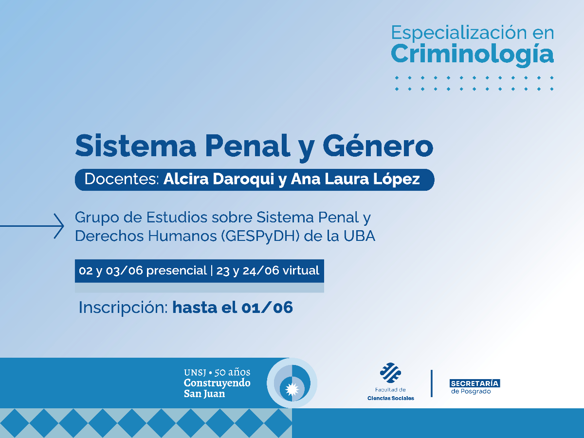 Curso de posgrado sobre el sistema penal y el género