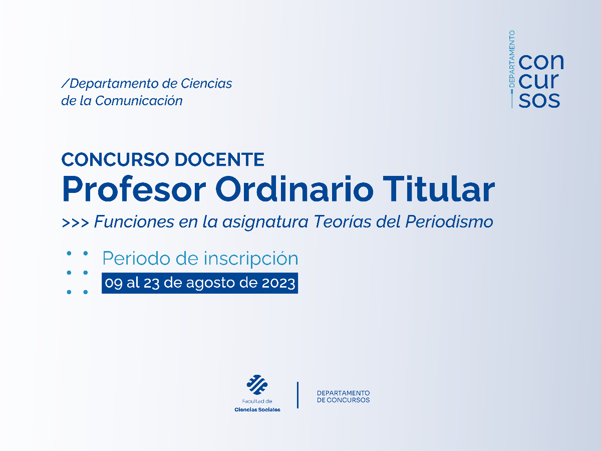 Convocatoria a cubrir cargo de Profesor Ordinario Titular, dedicación Semiexclusiva