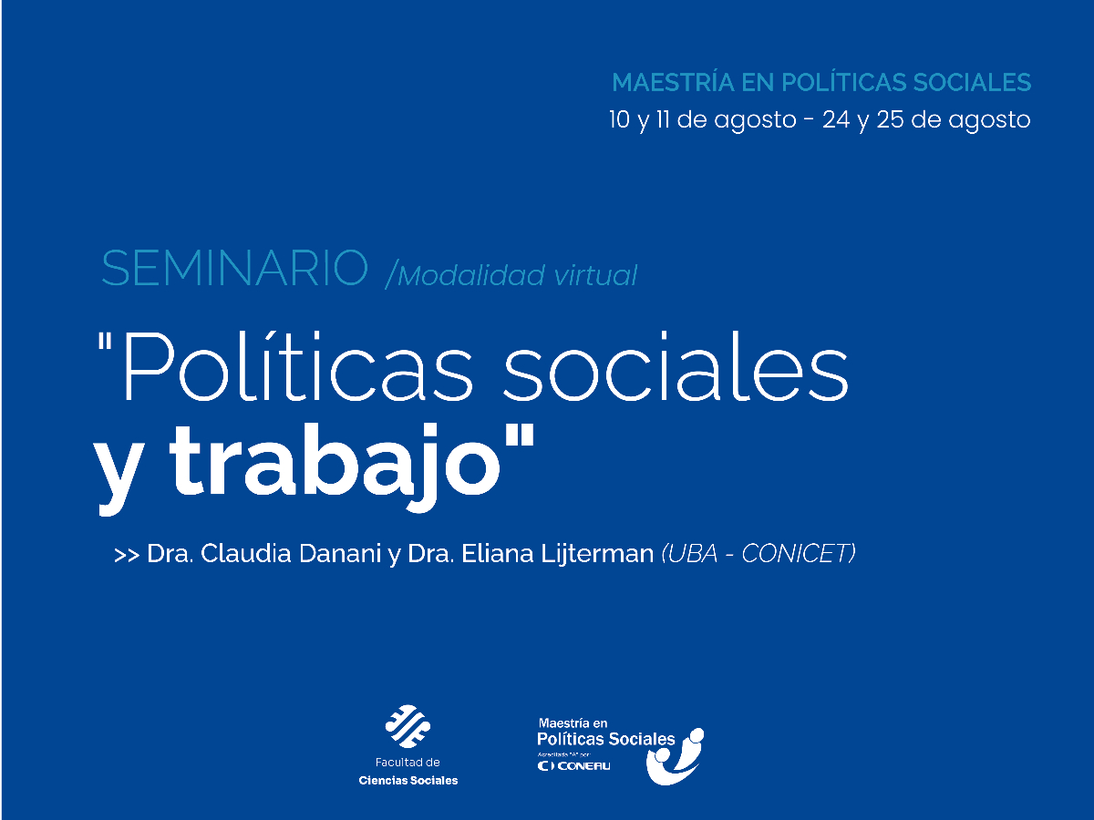 Habrá un seminario sobre políticas sociales y trabajo