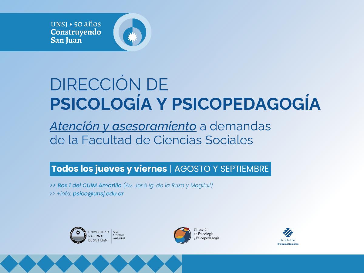 Área de psicología y psicopedagogía: horarios de atención para la comunidad de Sociales