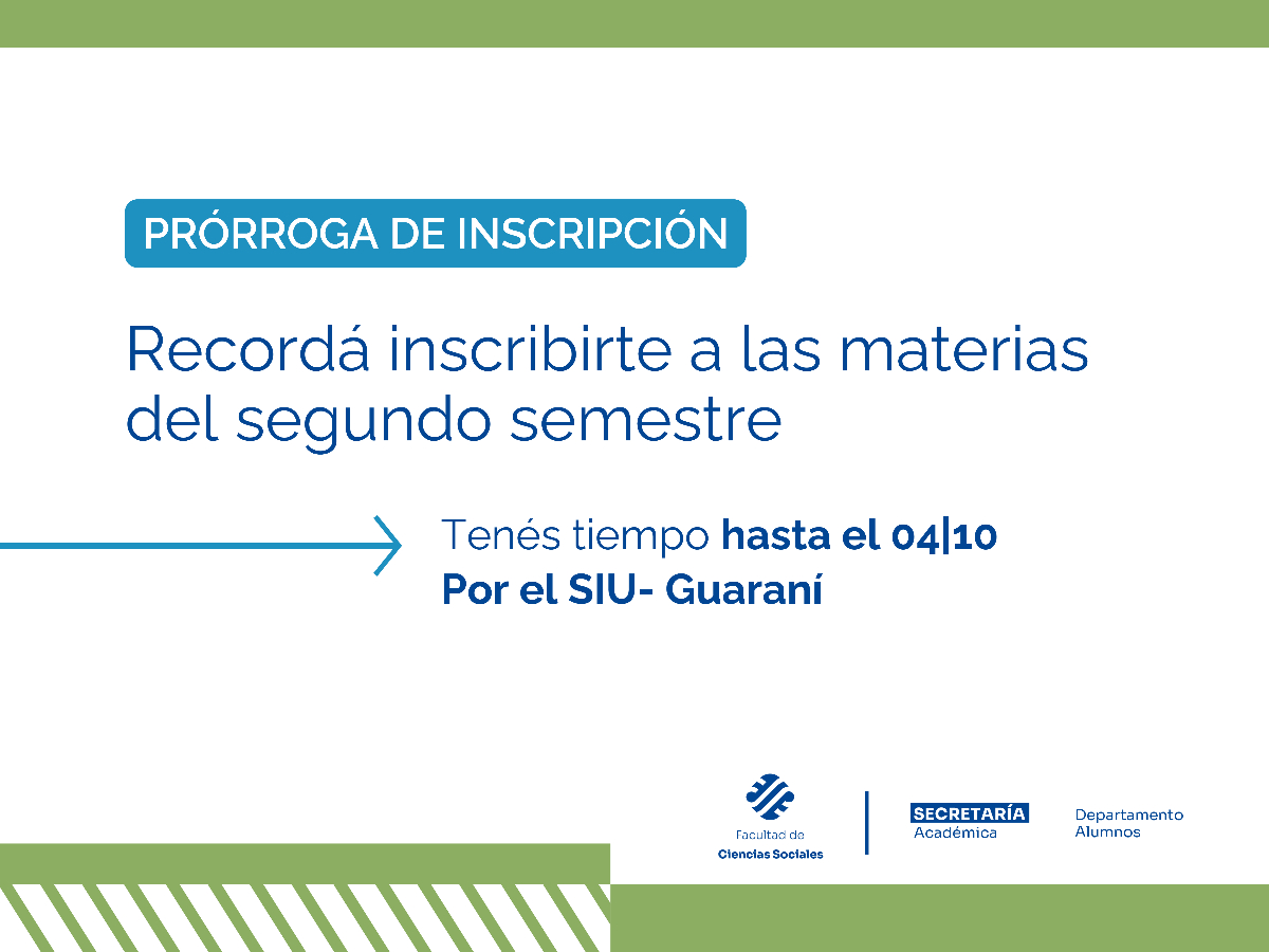 Recordá inscribirte en las materias del Segundo semestre