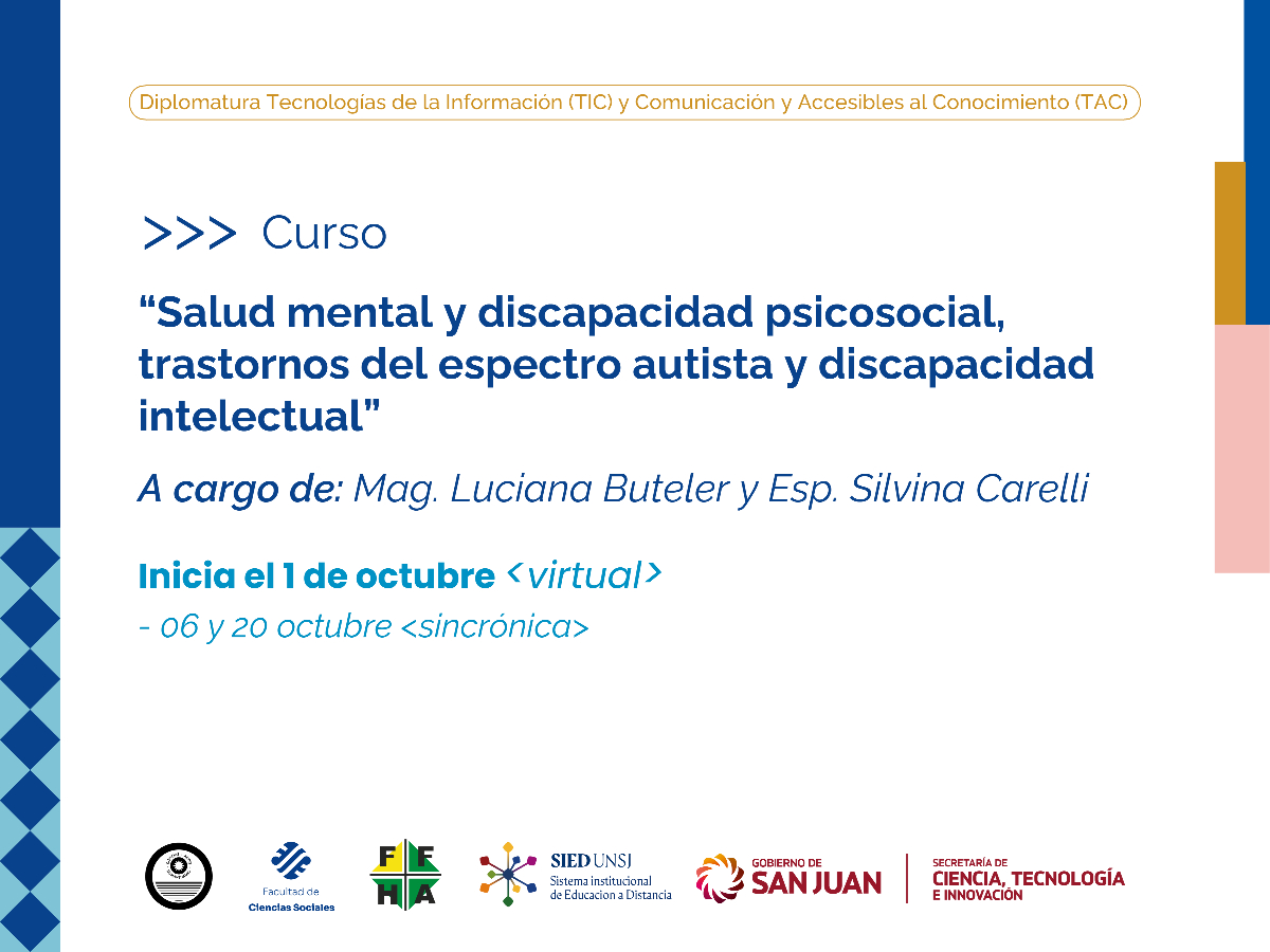 Habrá un curso sobre salud mental y discapacidad psicosocial, trastornos del espectro autista y discapacidad intelectual