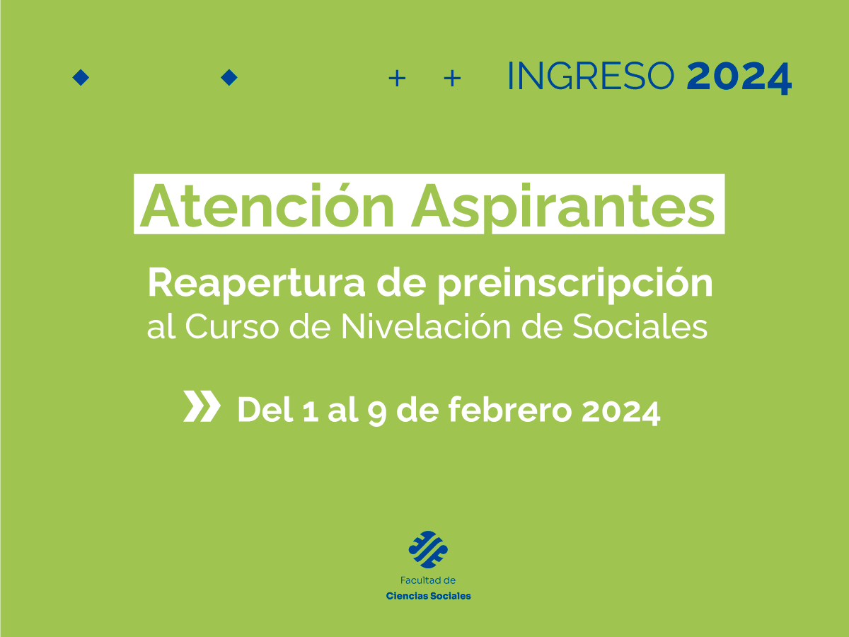 Reapertura de preinscripción al cursillo de nivelación de las carreras de Sociales