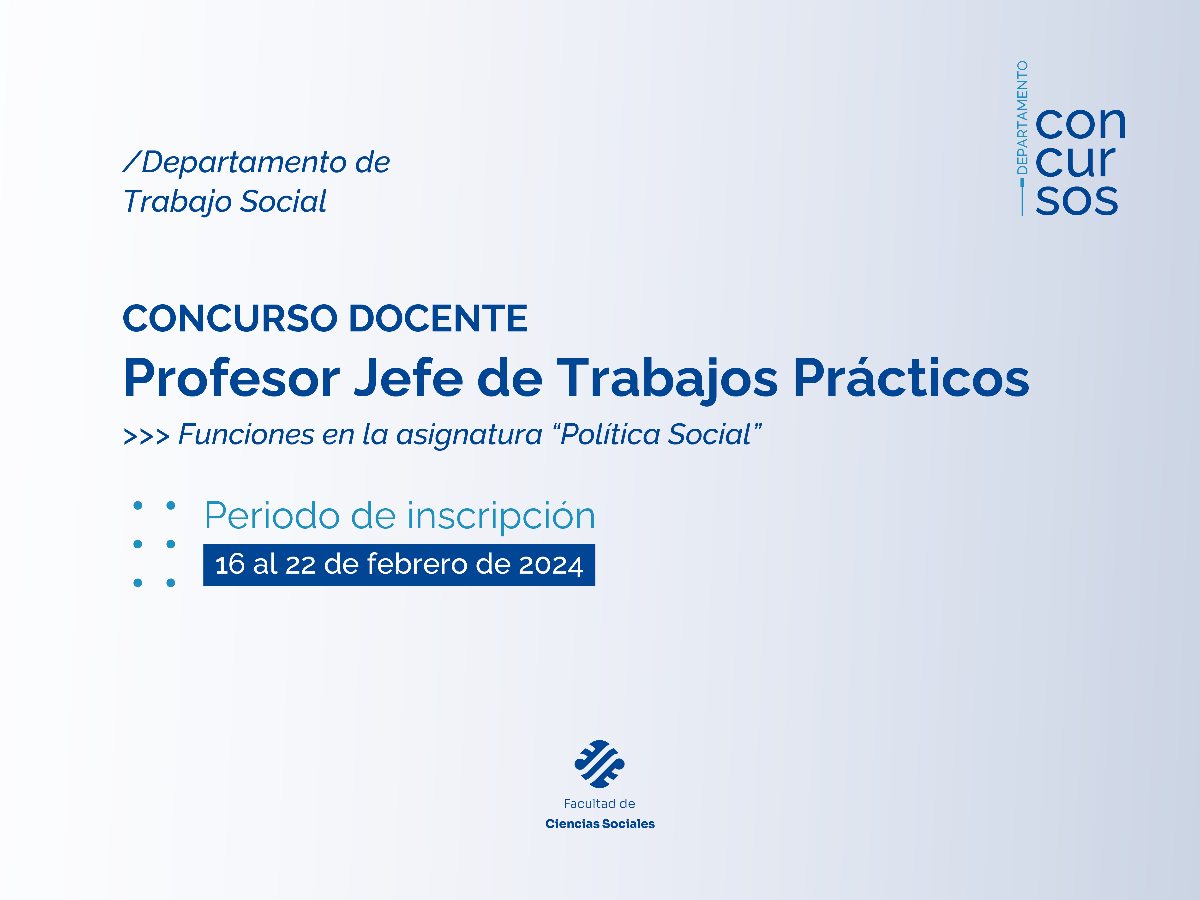 Convocatoria a cubrir cargo de profesor/a JTP