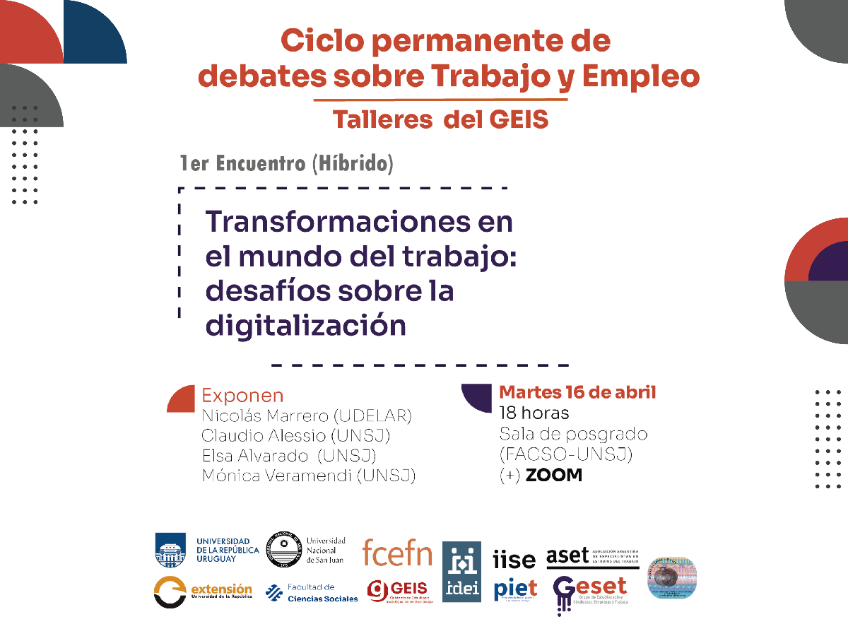 Habrá una charla en Sociales sobre el mundo del trabajo en tiempos de digitalización