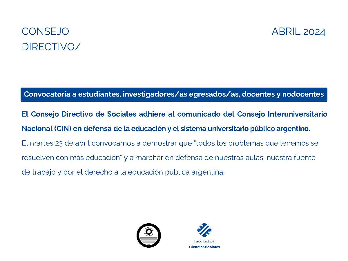 Convocatoria a defender la educación, la ciencia y el sistema universitario nacional
