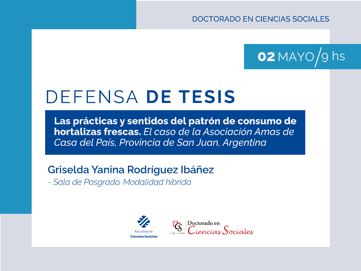 Habrá una defensa de Tesis del Doctorado en Ciencias Sociales