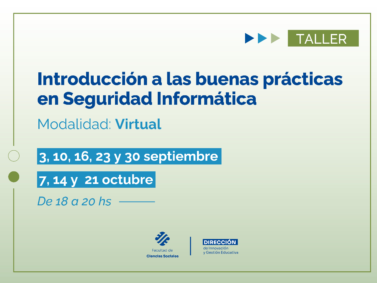 Inscripción abierta al Taller Buenas prácticas en seguridad informática