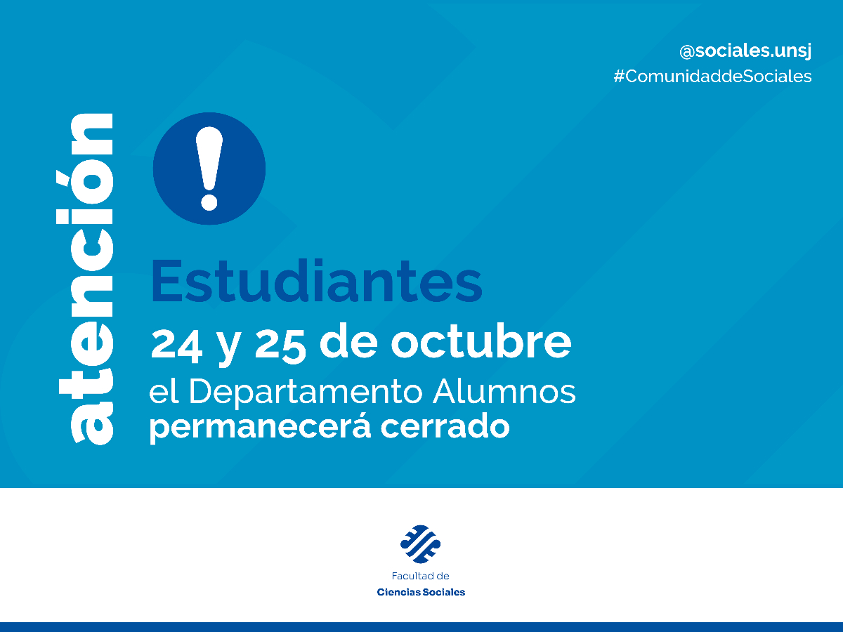 El Departamento Alumnos no atenderá al público este 24 y 25 de octubre
