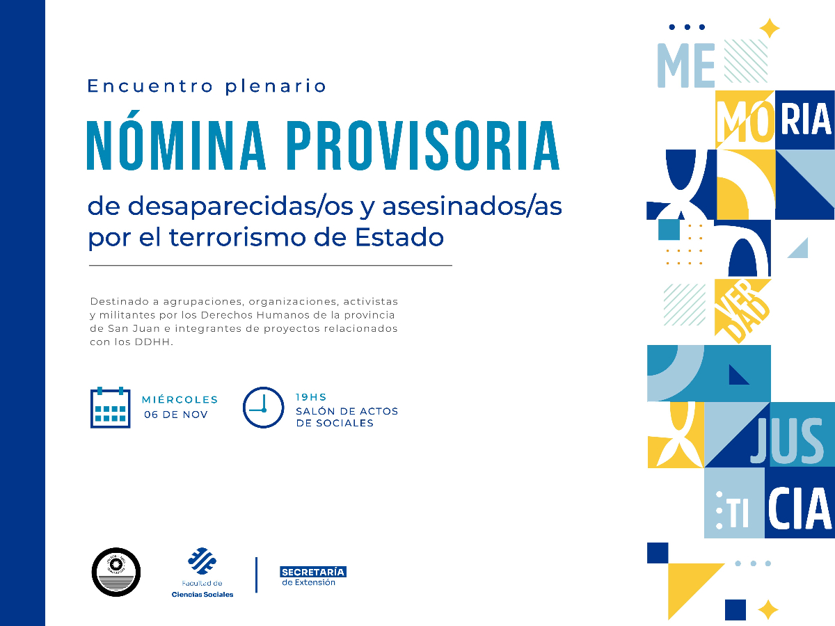 Habrá un plenario para revalidar la “Nómina provisoria de desaparecidas/os y asesinados/as por el terrorismo de Estado”