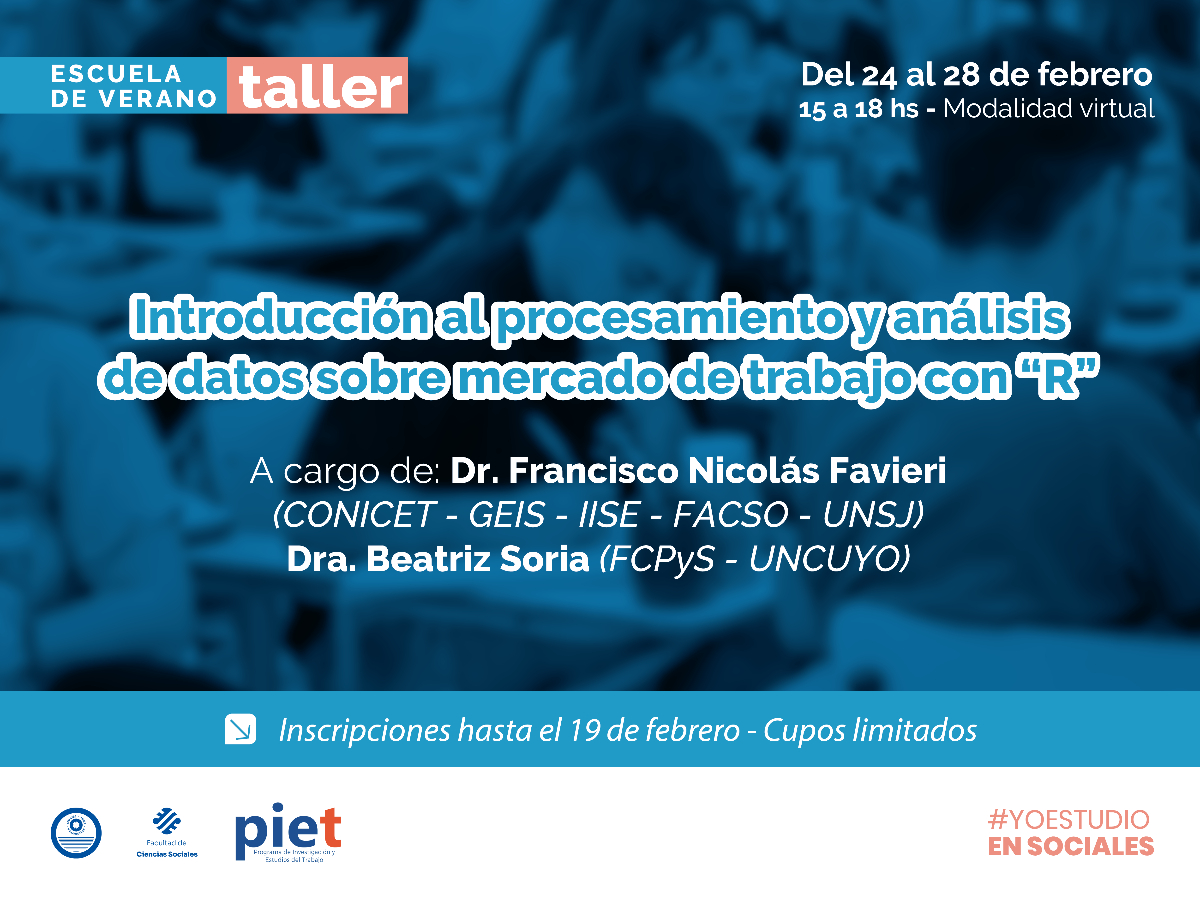 Nuevo taller sobre el procesamiento y análisis de datos orientado a los estudios de mercado de trabajo