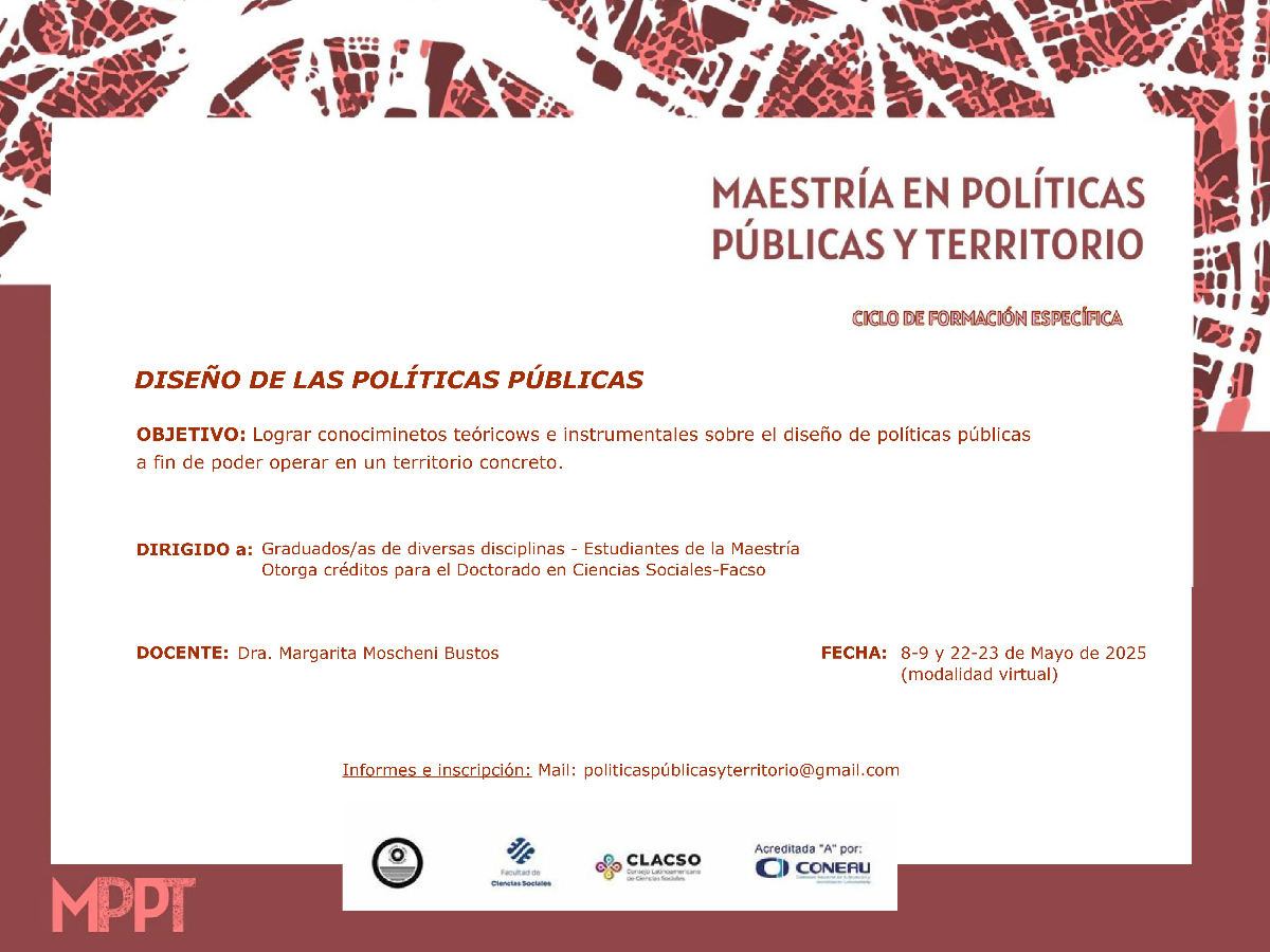 Habrá un curso sobre herramientas teóricas e instrumentales para diseñar políticas públicas