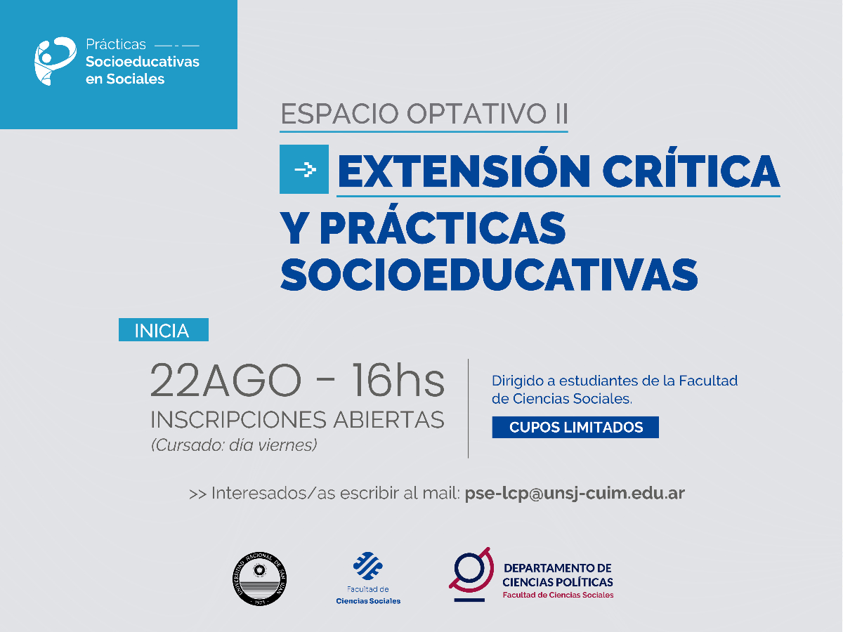 Están abiertas las inscripciones para cursar “Extensión Crítica y Prácticas Socioeducativas”