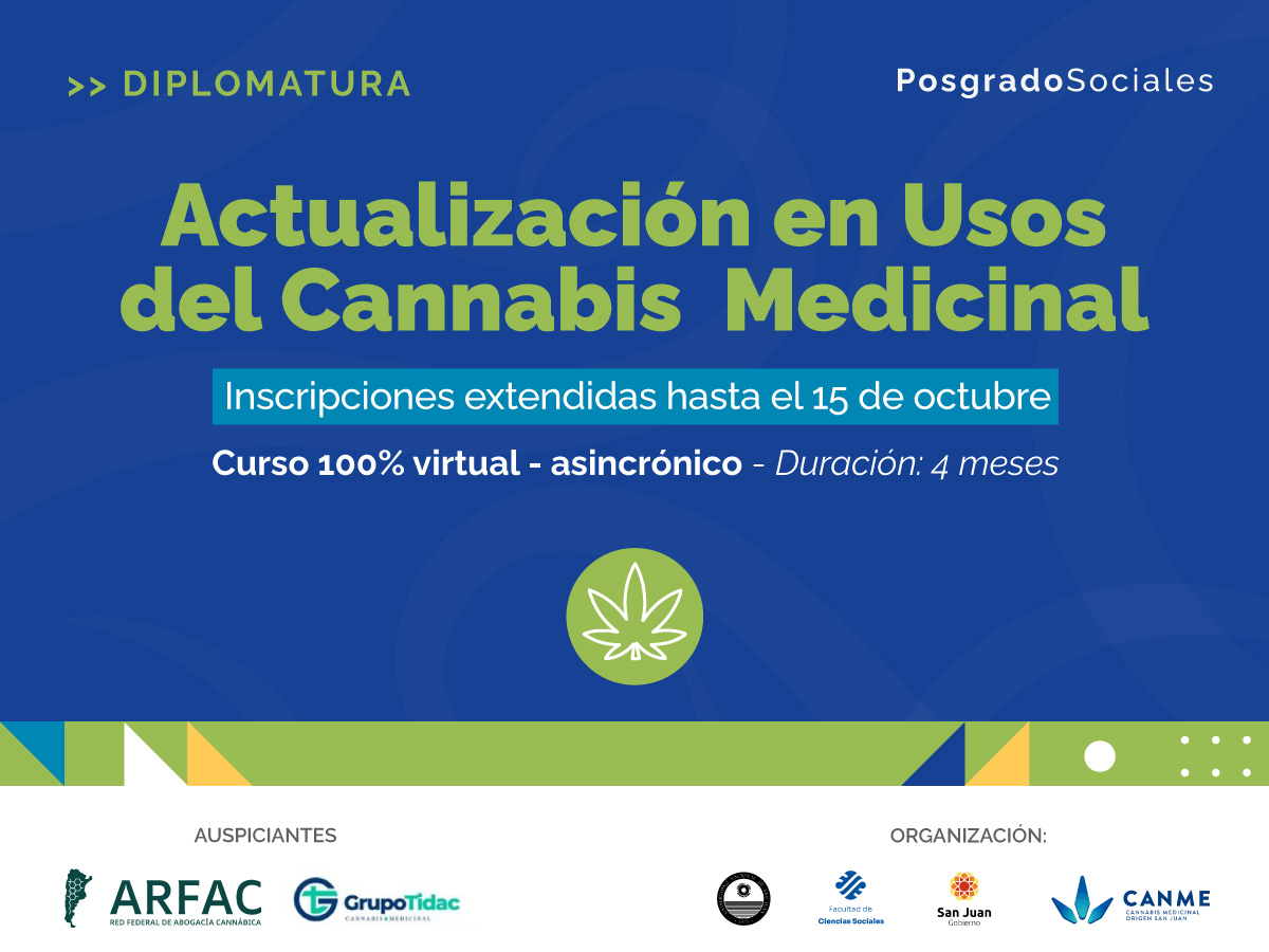 Inscripciones abiertas hasta el 15 de octubre a la Diplomatura sobre Usos de Cannabis Medicinal