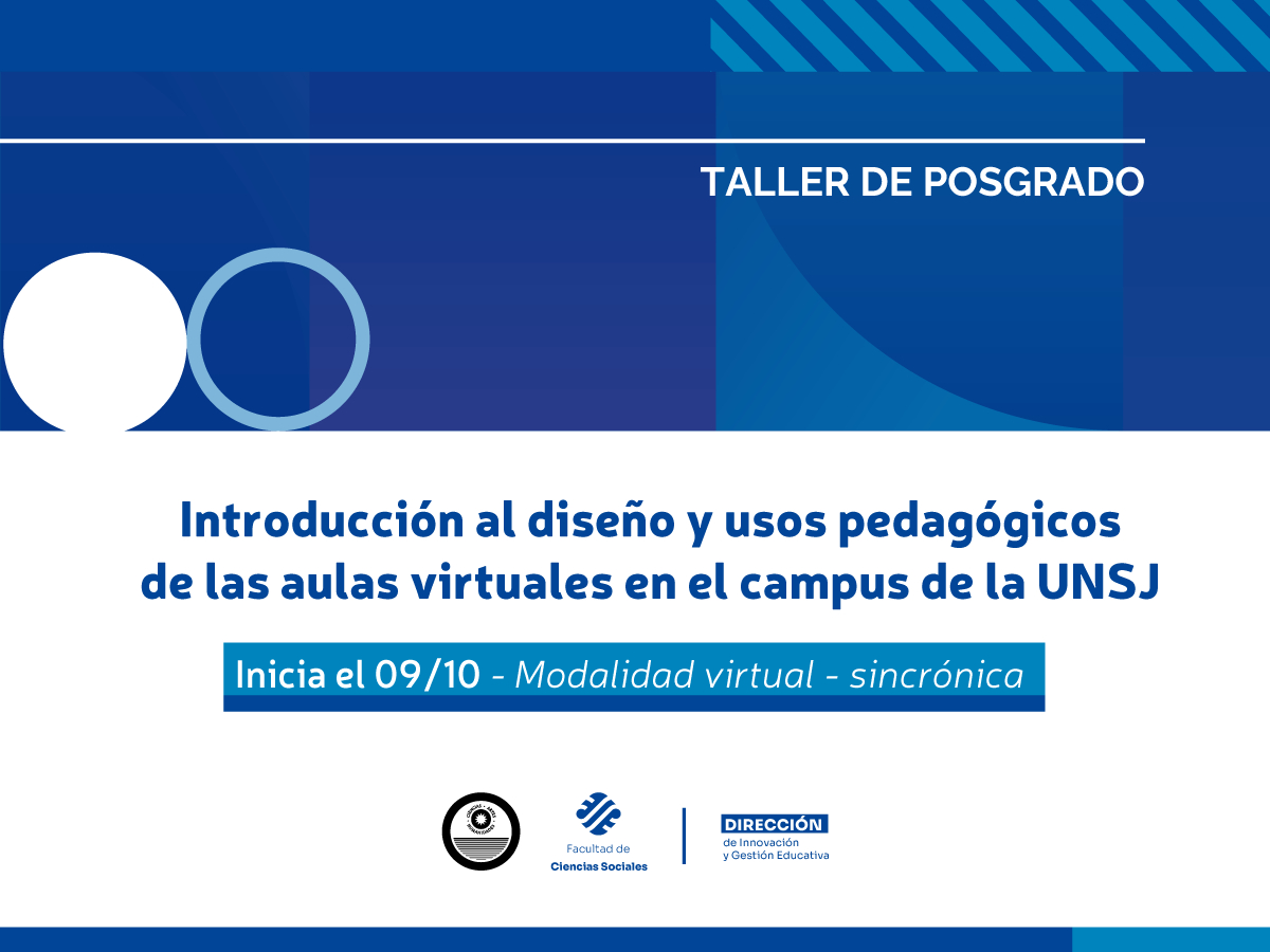 Habrá un Taller sobre diseño y usos pedagógicos de las aulas virtuales en el campus de la UNSJ