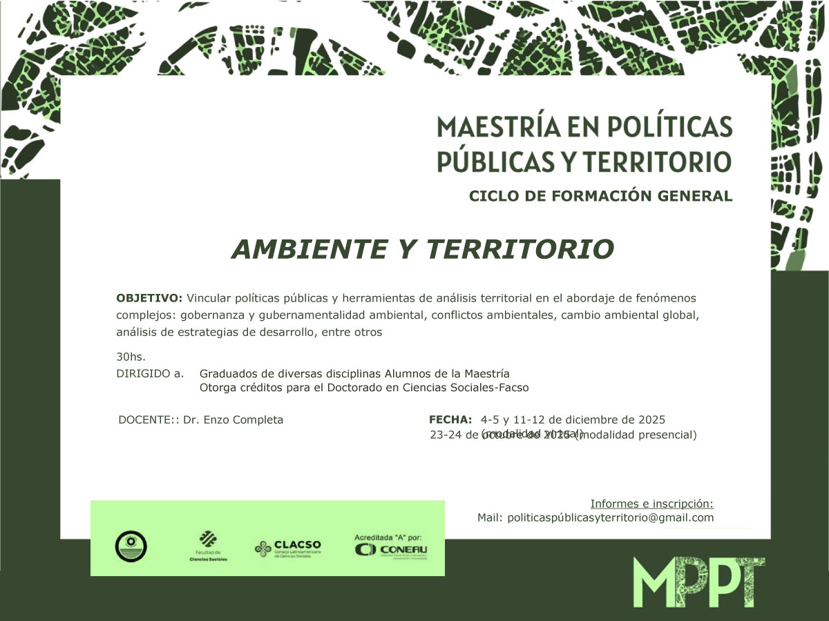 Sociales será sede del curso “Ambiente y Territorio” 