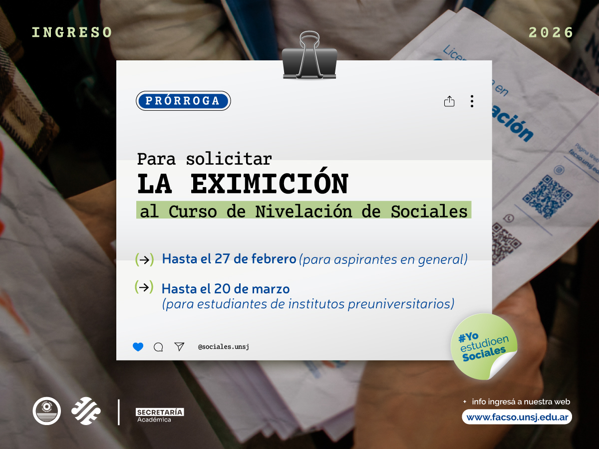Curso de Nivelación de Sociales: se extiende el período para solicitar la eximición