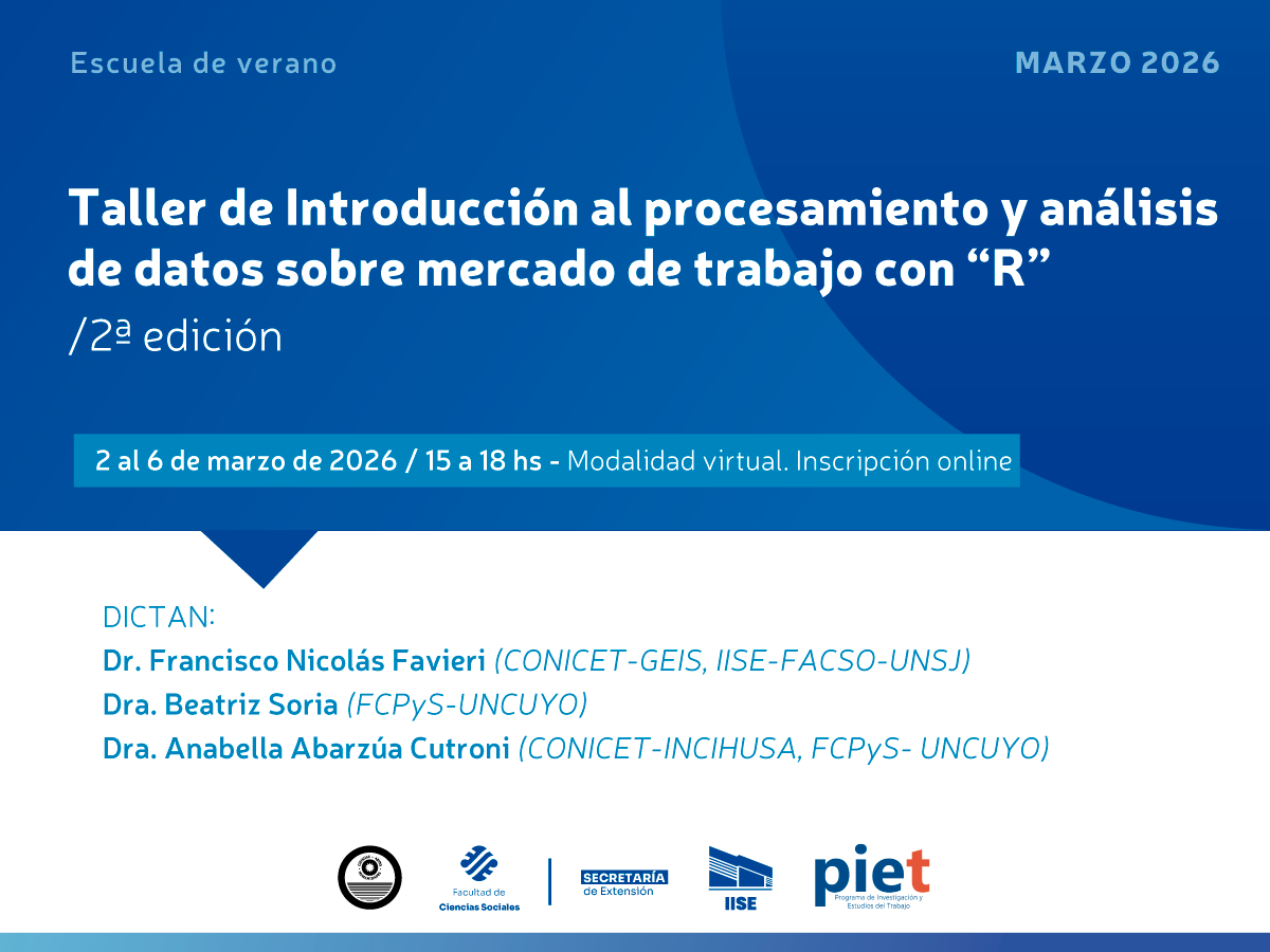En marzo se dictará un taller de procesamiento de datos sobre el mercado de trabajo