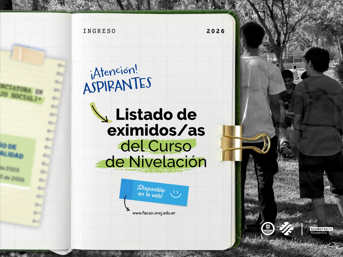 Nuevo listado de estudiantes eximidos/as para el ingreso 2026 en Sociales