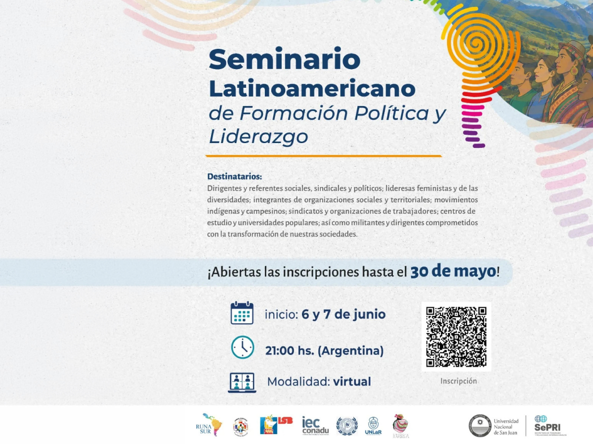 Habrá un Seminario Latinoamericano de Formación Política y Liderazgo