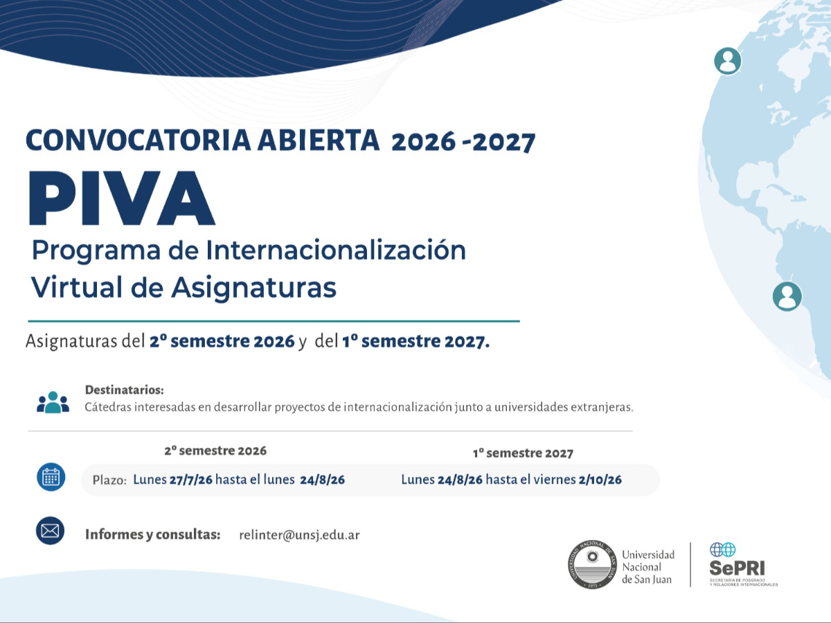 Abrió la convocatoria del programa de internacionalización virtual de asignaturas (PIVA)