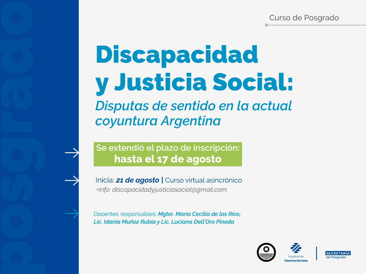 Se dictará en Sociales un curso sobre discapacidad y justicia social