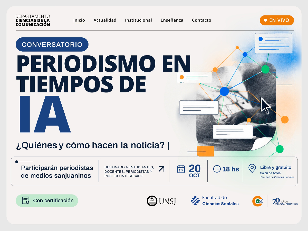 Periodismo en tiempos de IA: la Facultad de Sociales reúne a periodistas sanjuaninos en un conversatorio abierto