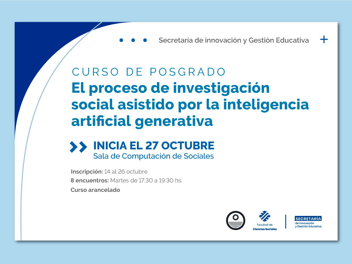 En Sociales habrá un curso sobre proceso de investigación social asistido por la IA 