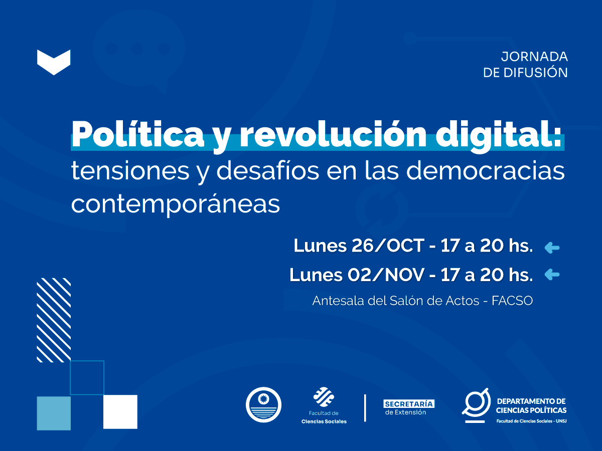 En Sociales habrá una jornada sobre política y revolución digital