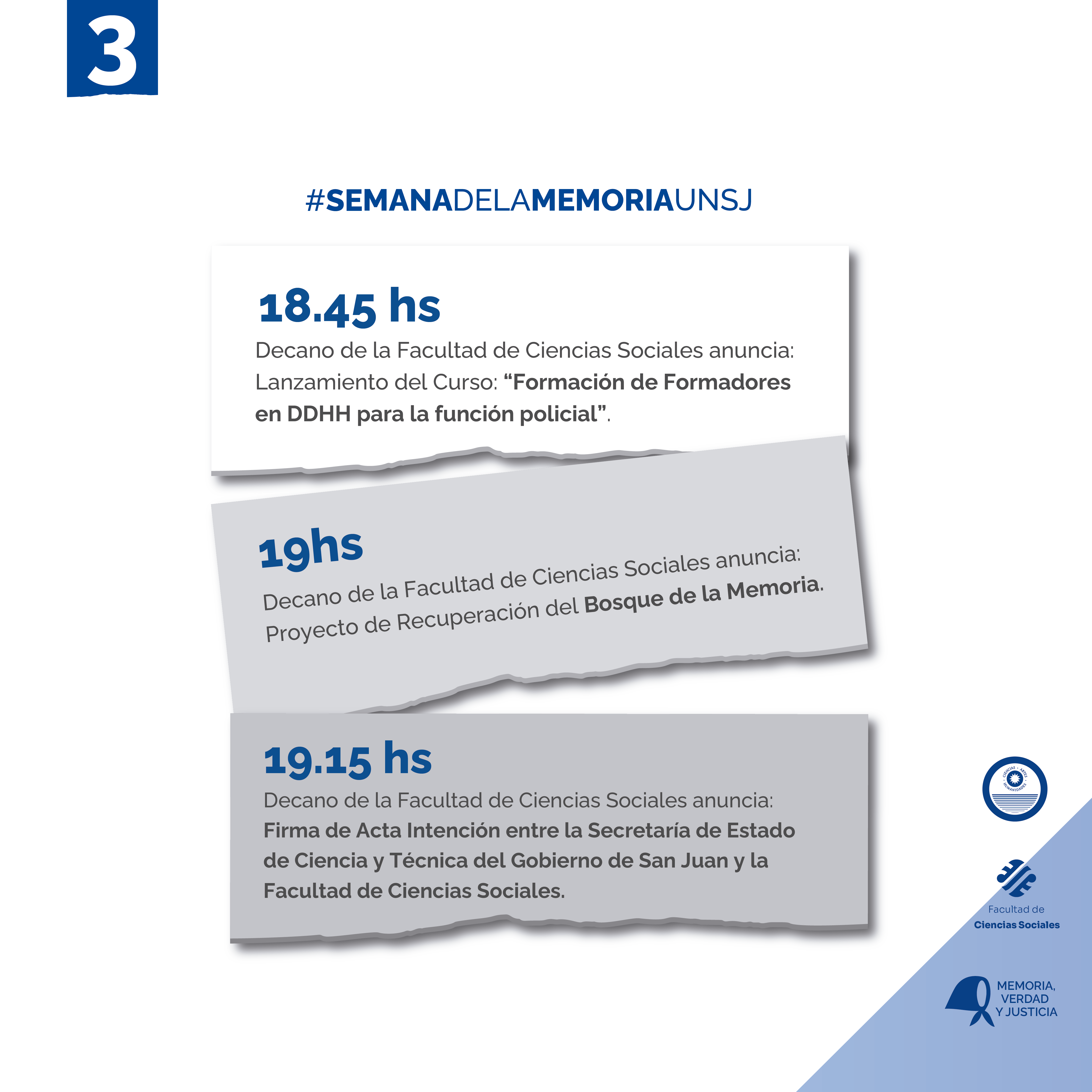 Sociales será anfitriona del acto central en el marco de las actividades por la Semana de la Memoria de la UNSJ